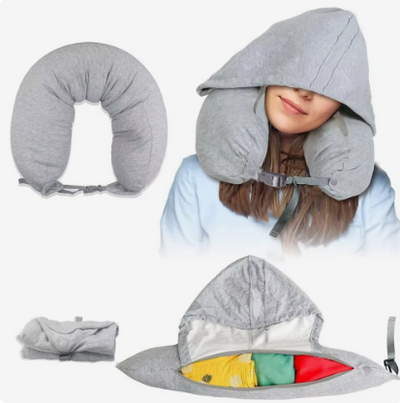 Fillable Travel Pillow with Hood